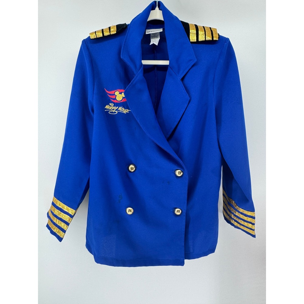 Disney Cruise Line Captain Jacket Kids L 10-12 Blue Halloween Costume Mickey